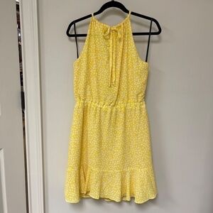 Gibson: Women’s Yellow / White Keyhole Halter Neck Dress, Size M